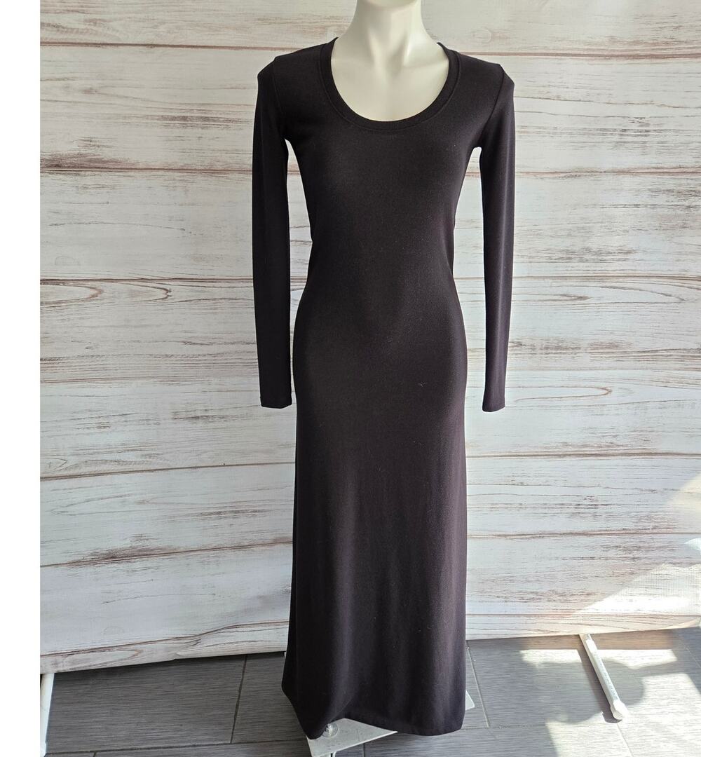 Saint Grace Black Knit Long Sleeve Bodycon Maxi Dress sz Small New